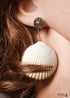 Boho Earrings, Dangle Earrings, Diamond White Shell